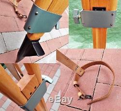 Vintage Wooden Tripod K002 Light Surveying Equipment Leather Strap Nos