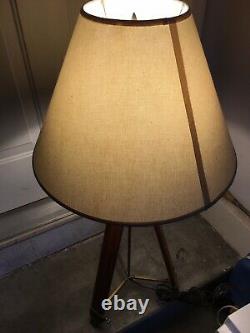 Vintage Wooden Tripod Lamp