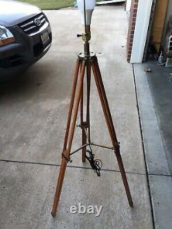 Vintage Wooden Tripod Lamp