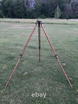 Vintage Wooden Tripod Ries Model C Tri Lok Adjustable Head & Height Photography