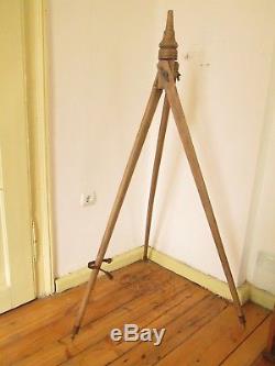 Vintage Wooden Tripod with great patina on the wood 150 cm