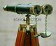Vintage Working Brass Marine Binocular With Wooden Tripod Stand Gift