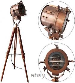 Vintage and Industrial Tripod Floor Lamp, Spotlight Nautical Searchlight