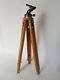 Vintage Big Wooden Tripod With Dial Head Old Camera Lamp Stativ Survey Device