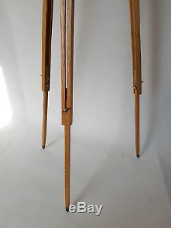 Vintage big wooden tripod with dial head old camera lamp stativ survey device