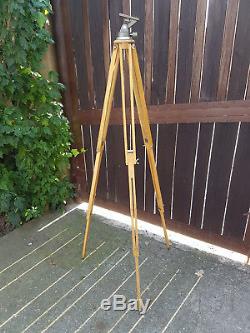 Vintage big wooden tripod with dial head old camera lamp stativ survey device