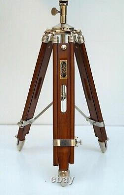 Vintage brass telegraph navy ship engine room with floor wooden tripod stand
