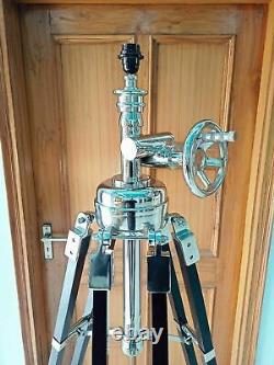 Vintage lighting tripod big floor lamp wooden black stand retro shade lamp stand