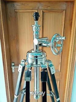 Vintage lighting tripod big floor lamp wooden black stand retro shade lamp stand