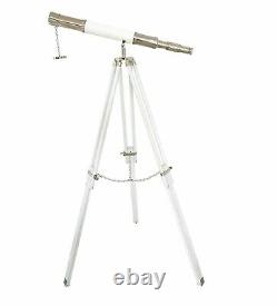 Vintage nautical Marine navy brass 27 telescope with wooden tripod stand Decor