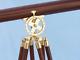 Vintage Nautical Solid Brass Double Barrel Spyglass 32 Wooden Tripod Stand