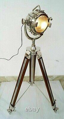 Vintage searchlight Christmas Floor lamp spotlight wooden tripod designer replic