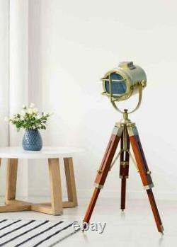 Vintage spot light with wooden tripod stand floor lamp collectible decor