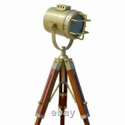 Vintage spot light with wooden tripod stand floor lamp collectible decor