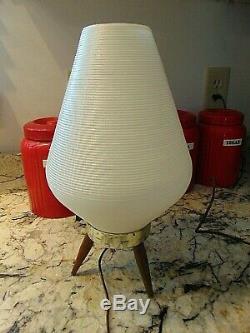 Vintage tripod Mid Century Modern Beehive Lamp White
