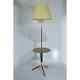 Vintage Tripod Floor Lamp With Shelf, Wood And Brass Home Decor