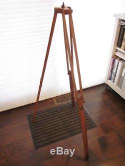 Vintage wood and brass surveyors tripod Germany Antique Science Engineering