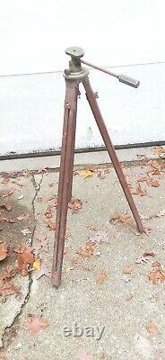 Vintage wood leg transit tripod pan rite universal head compass camera tripod