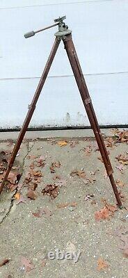 Vintage wood leg transit tripod pan rite universal head compass camera tripod