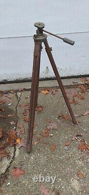 Vintage wood leg transit tripod pan rite universal head compass camera tripod