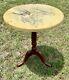 Vintage Wood Wooden Marble Top Tripod Pedestal Stand Side End Table