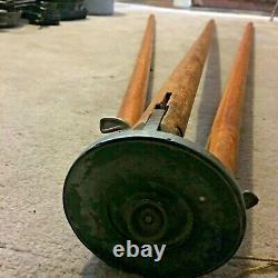 Vintage wooden surveyor tripod metal feet stakes transit décor rustic repurpose