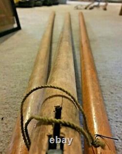 Vintage wooden surveyor tripod metal feet stakes transit décor rustic repurpose