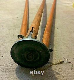 Vintage wooden surveyor tripod metal feet stakes transit décor rustic repurpose