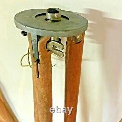 Vintage wooden surveyor tripod metal feet stakes transit décor rustic repurpose