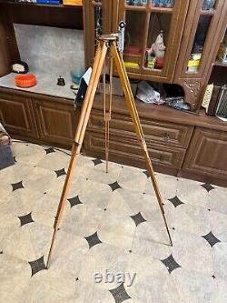 Vintage wooden tripod Sliding, Soviet telescopic tripod for camera Original