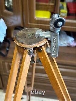 Vintage wooden tripod Sliding, Soviet telescopic tripod for camera Original
