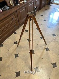 Vintage wooden tripod Sliding, Soviet telescopic tripod for camera Original