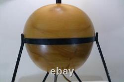 Vtg 50s 60s Atomic hairpin tripod wood ball 25 in Table Lamp Mid Century MCM