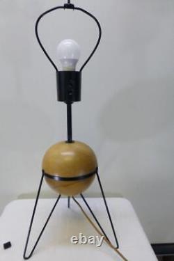 Vtg 50s 60s Atomic hairpin tripod wood ball 25 in Table Lamp Mid Century MCM