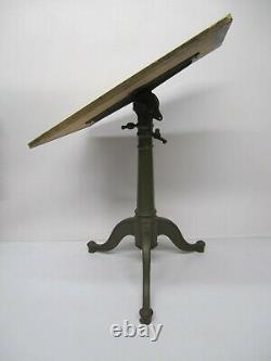 Vtg Antique Cast Iron Tripod Base Industrial Drafting Table Adjustable Dietzgen