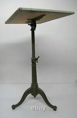 Vtg Antique Cast Iron Tripod Base Industrial Drafting Table Adjustable Dietzgen