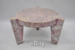 Vtg Art Deco Coffee Table Accent Tripod Side Memphis Style Purple Small Round
