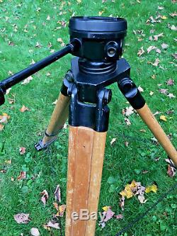 Vtg Asahi Pentax Wood Tripod Large Format Camera / Movie / Telescoperare