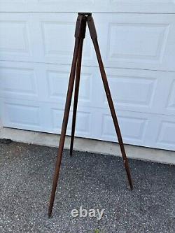 Vtg. Instruments Sight Level Transit Tripod Fixed Wooden Leg Mount Tapered Legs