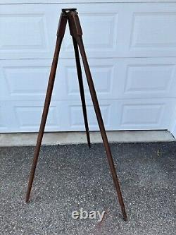 Vtg. Instruments Sight Level Transit Tripod Fixed Wooden Leg Mount Tapered Legs