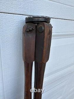 Vtg. Instruments Sight Level Transit Tripod Fixed Wooden Leg Mount Tapered Legs