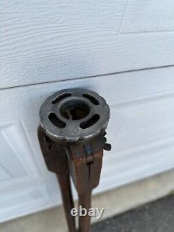 Vtg. Instruments Sight Level Transit Tripod Fixed Wooden Leg Mount Tapered Legs