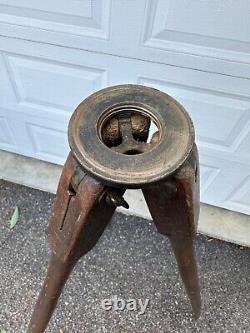 Vtg. Instruments Sight Level Transit Tripod Fixed Wooden Leg Mount Tapered Legs