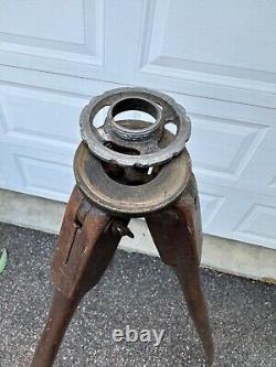 Vtg. Instruments Sight Level Transit Tripod Fixed Wooden Leg Mount Tapered Legs