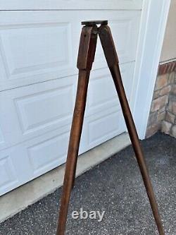 Vtg. Instruments Sight Level Transit Tripod Fixed Wooden Leg Mount Tapered Legs