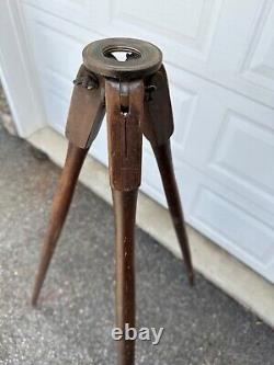 Vtg. Instruments Sight Level Transit Tripod Fixed Wooden Leg Mount Tapered Legs