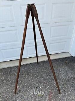 Vtg. Instruments Sight Level Transit Tripod Fixed Wooden Leg Mount Tapered Legs