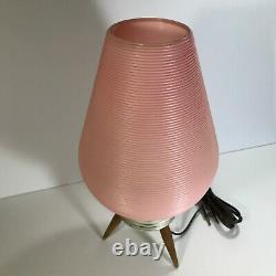 Vtg MCM 60's Beehive Lamp RARE PINK PLASTIC Shade Danish Tripod Legs ROTAFLEX