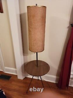 Vtg MCM Eames Era Atomic Tripod Floor Lamp Table 61