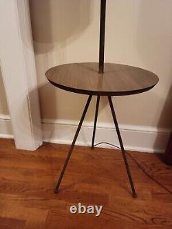 Vtg MCM Eames Era Atomic Tripod Floor Lamp Table 61